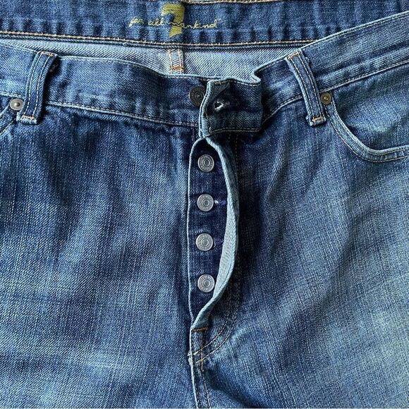 7 For All Mankind Button Fly Straight Leg Denim Jeans Men’s Hemmed Size 40x29 - Picture 8 of 10